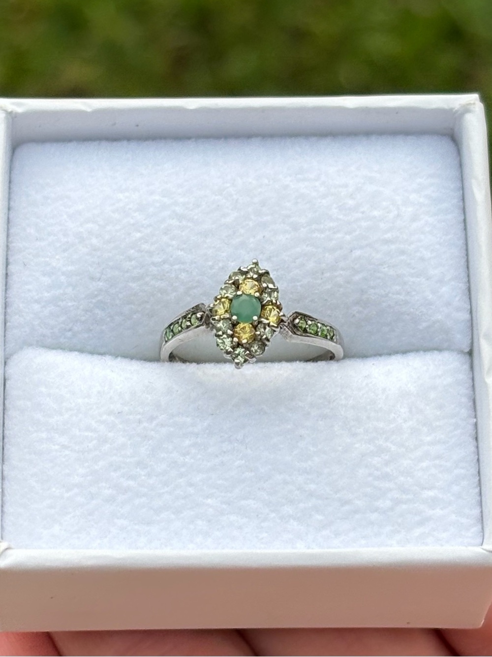 Stunning Genuine Emerald and Peridot gemstones 925 sterling Silver Ring Size 7 - Picture 7 of 11